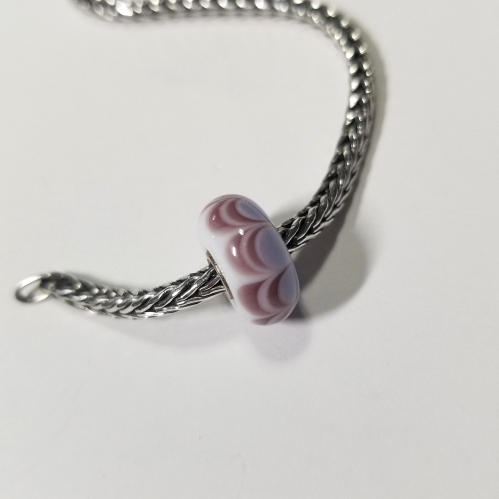 Authentic Trollbeads OOAK Glass Beads Purple Scallops